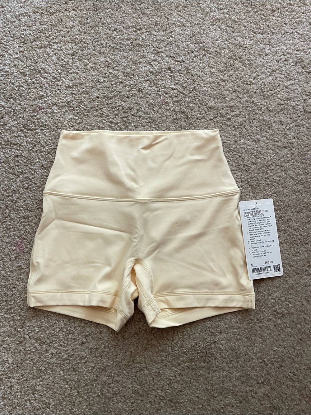 nwt lululemon align no line high rise 4inch butter cream size 6